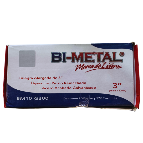Bisagra Alargada Bimetal 3" x 2" Galvanizada (caja 20 pzas) - Imagen 2